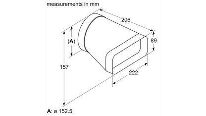 Adapter duct 150 mm round-flat - Morgans Kitchens & Bedrooms