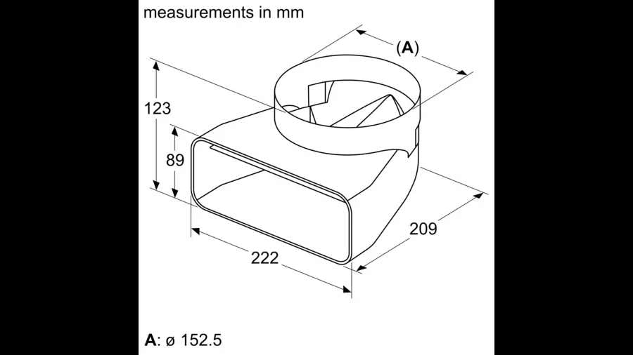 Adapter Duct 150 mm, 90 ° Round-Flat - Morgans Kitchens & Bedrooms