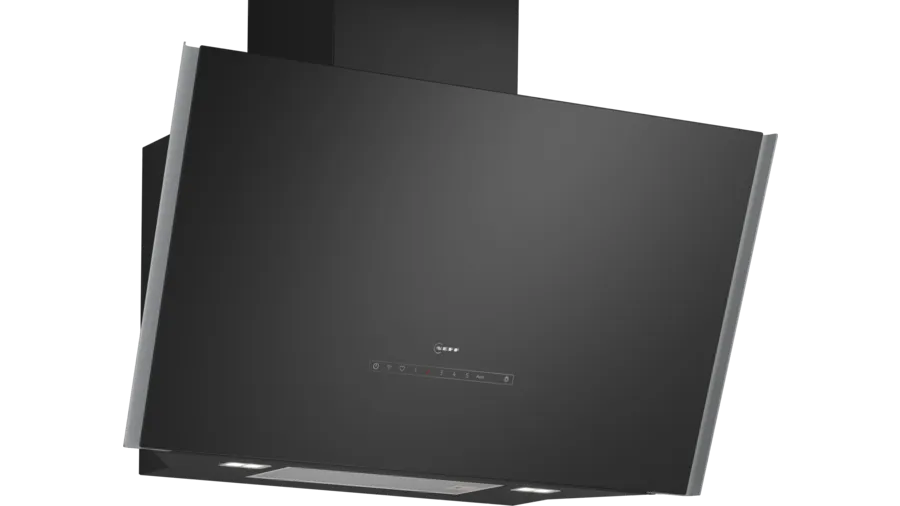 N 90 Wall-mounted cooker hood - 90cm - Clear Glass Black Printed - Morgans Kitchens & Bedrooms