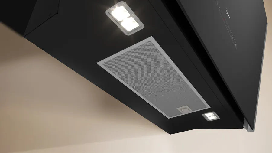 N 90 Wall-mounted cooker hood - 90cm - Clear Glass Black Printed - Morgans Kitchens & Bedrooms