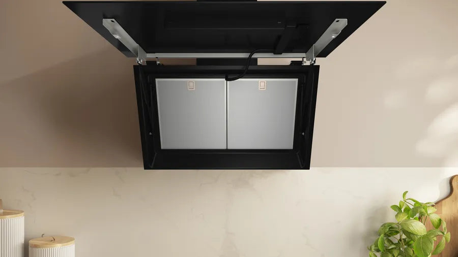 N 70 Wall-mounted cooker hood - 80cm - Clear Glass Black Printed - Morgans Kitchens & Bedrooms