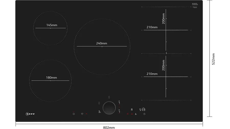 N 90 Induction hob - 80 cm, Black - Morgans Kitchens & Bedrooms