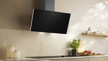 N 30 Wall-mounted cooker hood - 80cm - Clear Glass Black Printed - Morgans Kitchens & Bedrooms