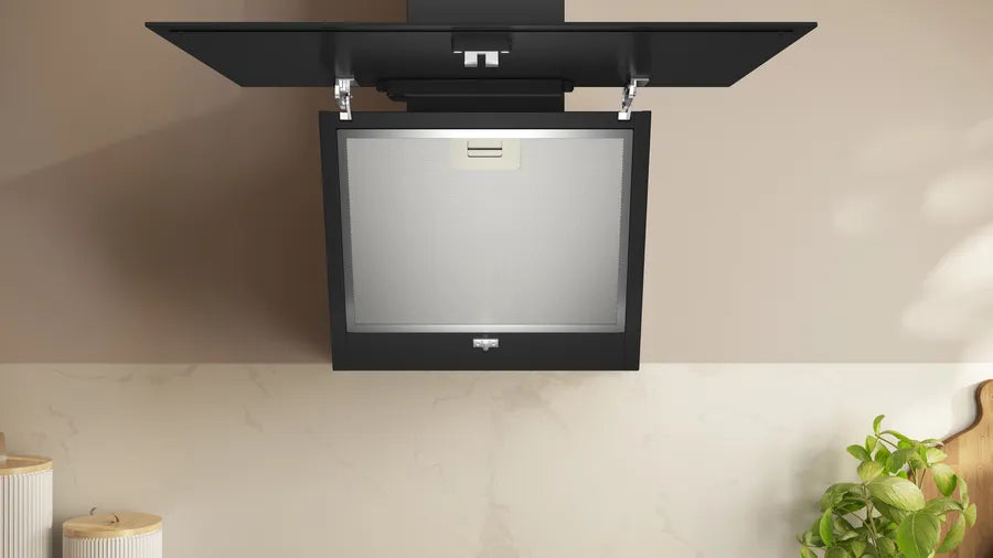 N 30 Wall-mounted cooker hood - 60cm - Clear Glass Black Printed - Morgans Kitchens & Bedrooms