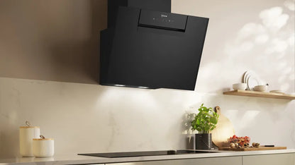 N 50 Wall-mounted cooker hood - 60cm - Clear Glass Black Printed - Morgans Kitchens & Bedrooms