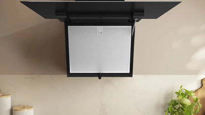 N 50 Wall-mounted cooker hood - 60cm - Clear Glass Black Printed - Morgans Kitchens & Bedrooms