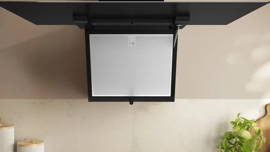 N 50 Wall-mounted cooker hood - 80cm - Clear Glass Black Printed - Morgans Kitchens & Bedrooms