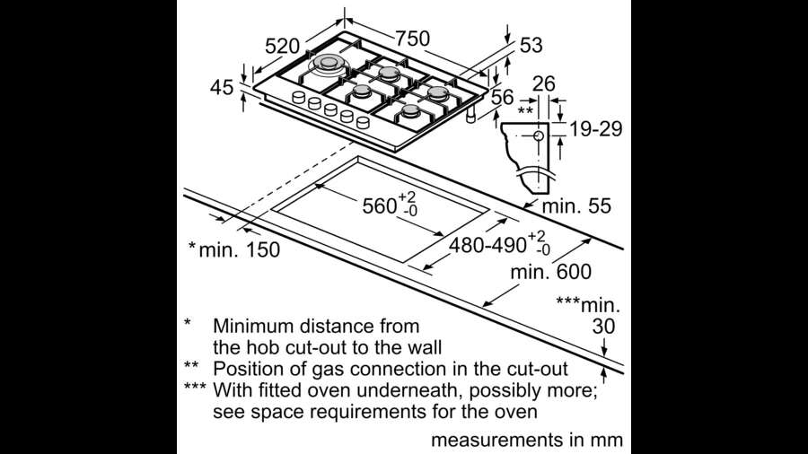 N 70 Gas hob - Morgans Kitchens & Bedrooms